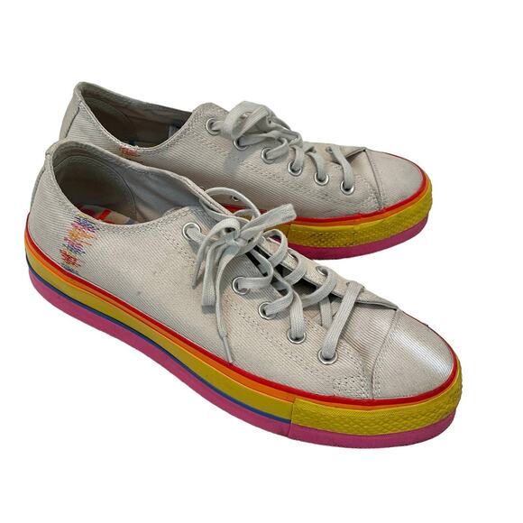 Converse platform rainbow Chuck Taylor All Star Sneakers 9.5 SHELF 5021 - Picture 1 of 8
